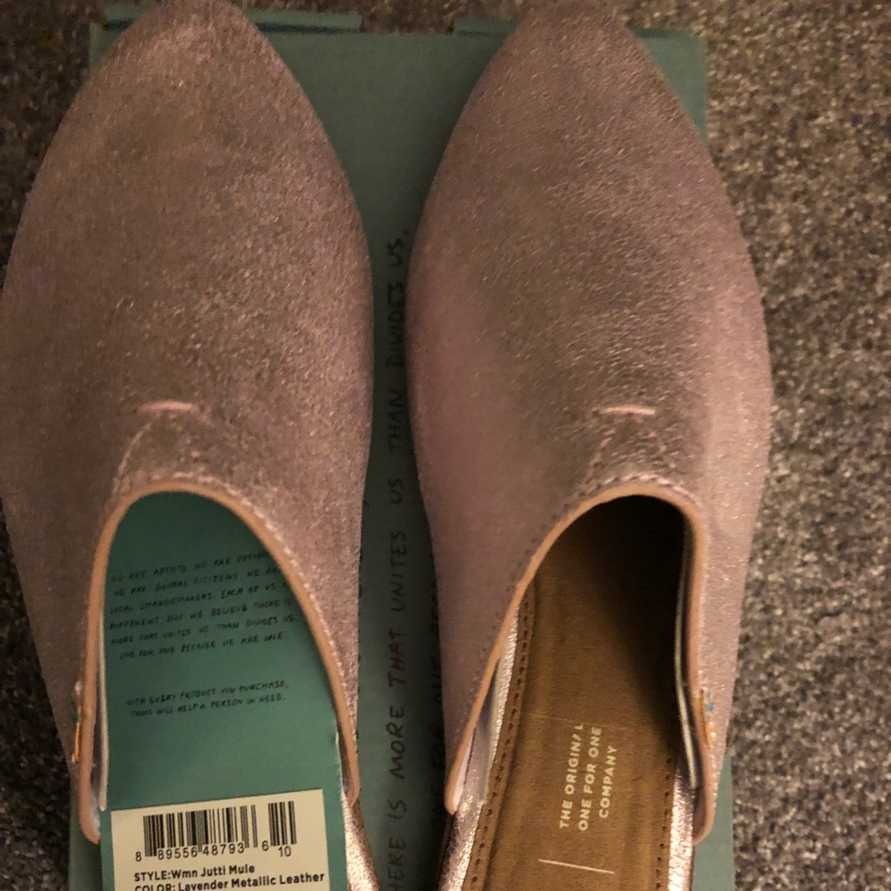 Toms Jutti Mule lavender metallic leather